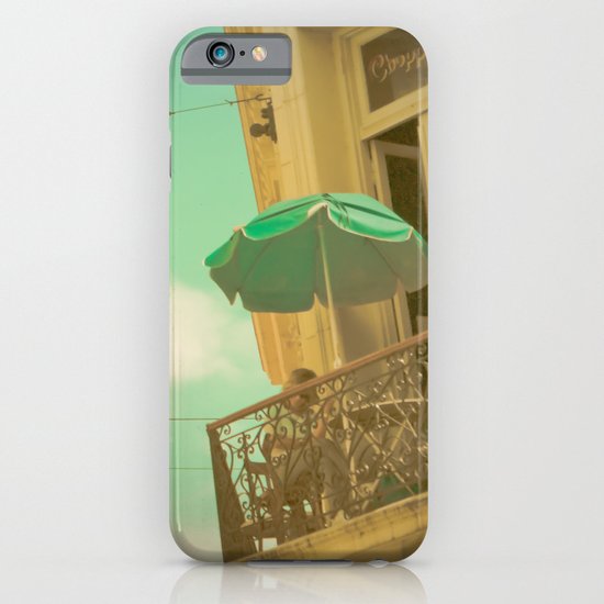 Vintage Turquoise Summer Umbrella (Retro and Vintage Urban Photography) iPhone & iPod Case