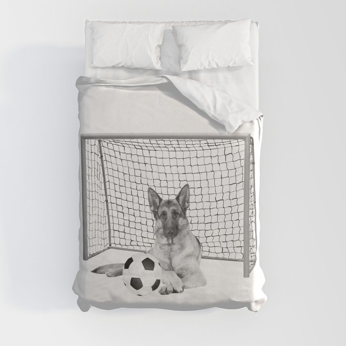 German shepherd Dog soccer goal - Football Duvet Cover