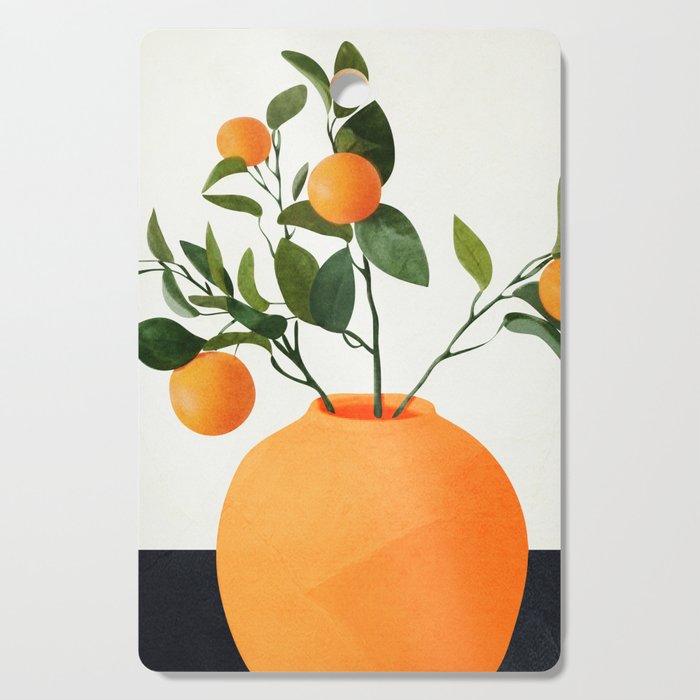  Orange Tree Branch in a Vase 02 Cutting Board