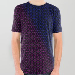 Blue / Purple on Black Cube Mesh All Over Graphic Tee