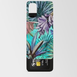 Tropical leaves and fruits floral illustration, botanical pattern, Blue aqua fruit pattern  Android Card Case
