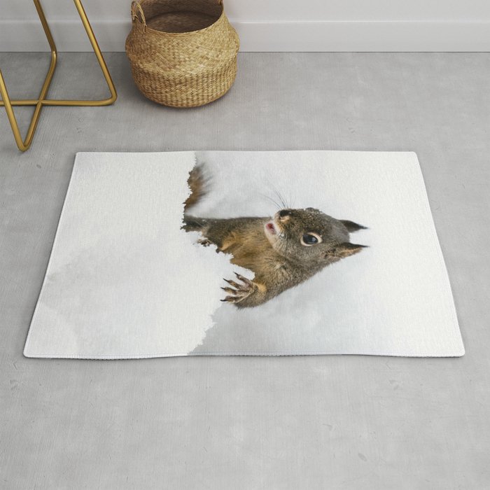 Winter Squirrel Iii Cute Wildlife Animals Nature Photography Rug By Cascadia