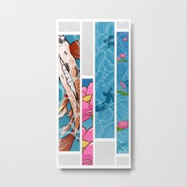 Koi-lourful: Koi Fish and Lotus Flower Design Metal Print