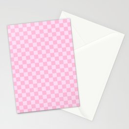Pink Lace Pink and Cotton Candy Pink Checkerboard Stationery Cards