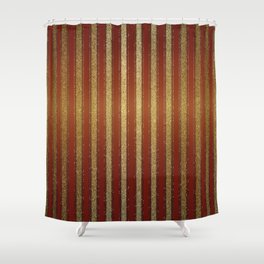 Red Golden Glitter Stripes Vintage Circus Luxury Pattern Shower Curtain