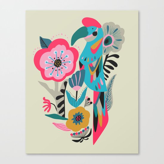 PARROT AT THE GARDEN Canvas Print