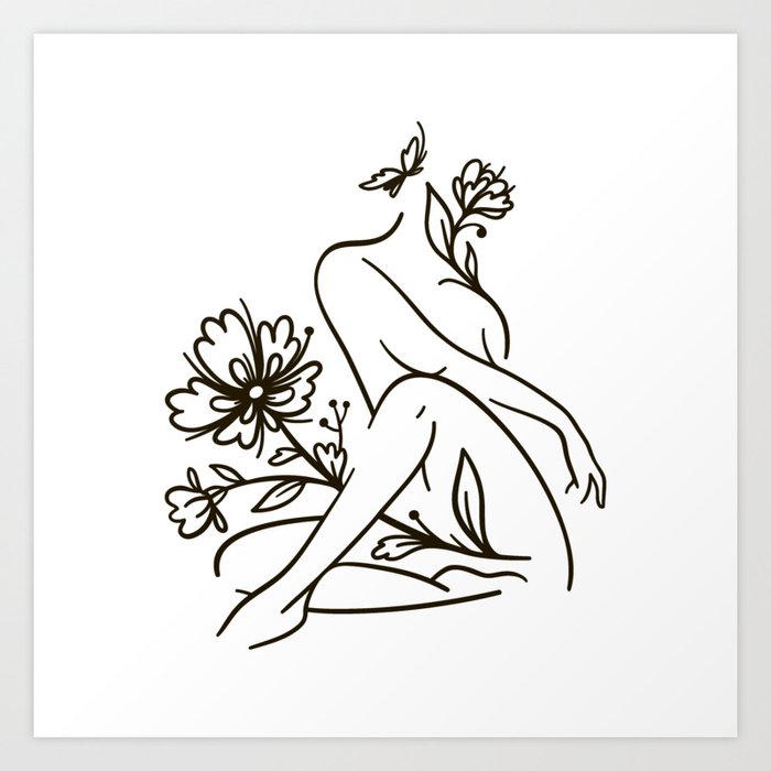 Floral woman  Art Print