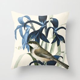 Little Bird and Flowers II Throw Pillow