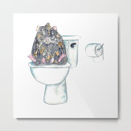 Guinea pig toilet Painting Wall Poster Watercolor Metal Print