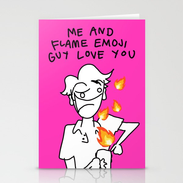 Flame Emoji Guy Stationery Cards