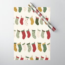 Christmas Stockings in Cream Wrapping Paper