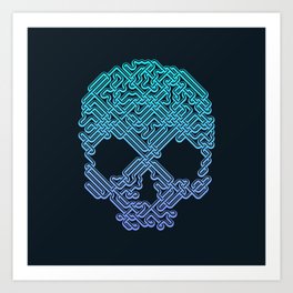 Labyrinthine Skull - Neon Art Print