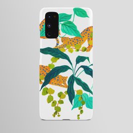 Leopards Playing among Plants Android Case | Palms, Illustrations, Plants, Acrylic, Pattern, Jaguar, Leaves, Summer Vibes, Panther, Garden 