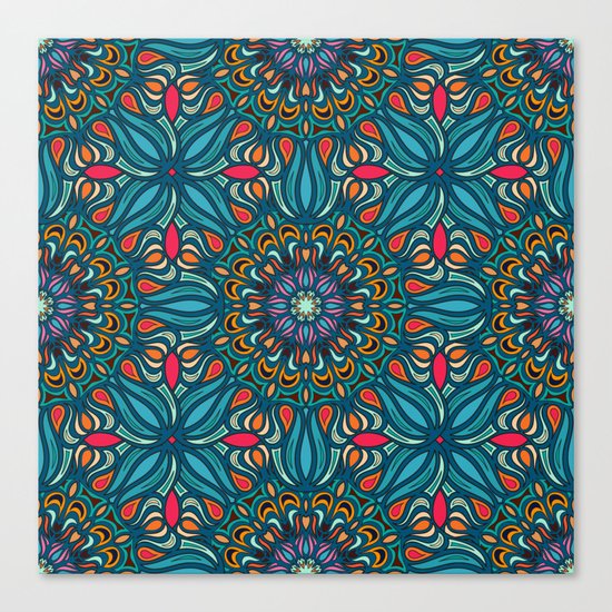 Colorful abstract ethnic floral mandala pattern design Canvas Print