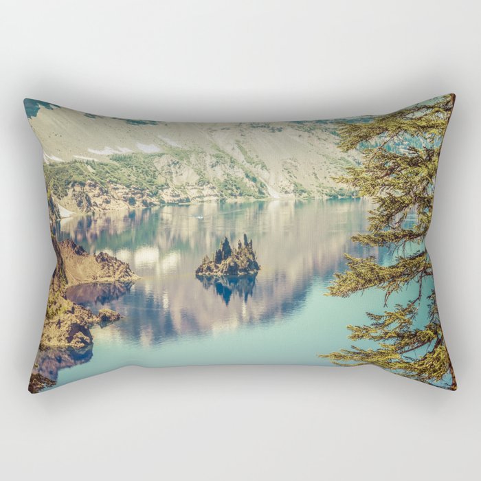 Crater Lake Oregon Phantom Ship Island Rectangular Pillow