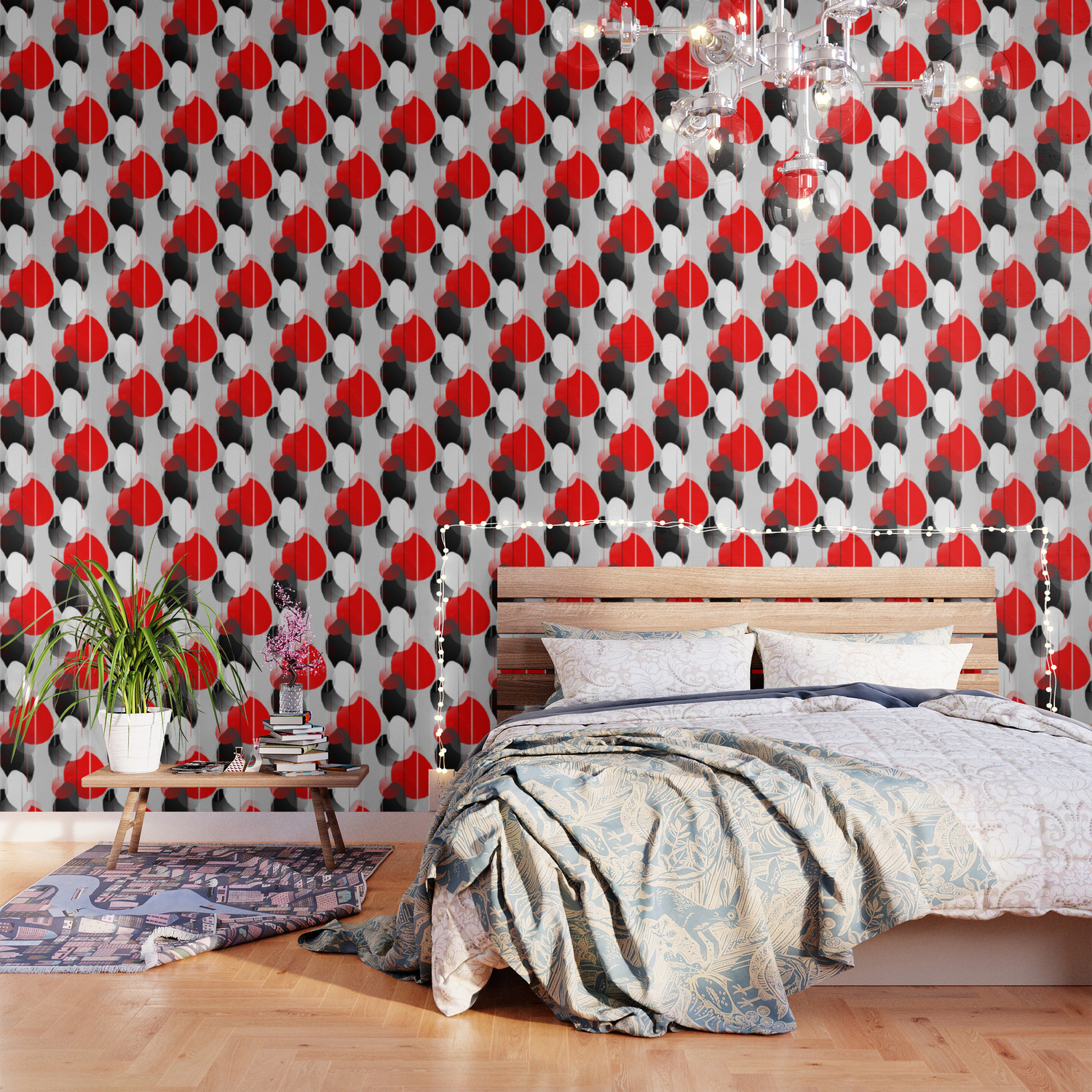 Modern Anxiety Abstract Red Black Gray Wallpaper By Mellowcat