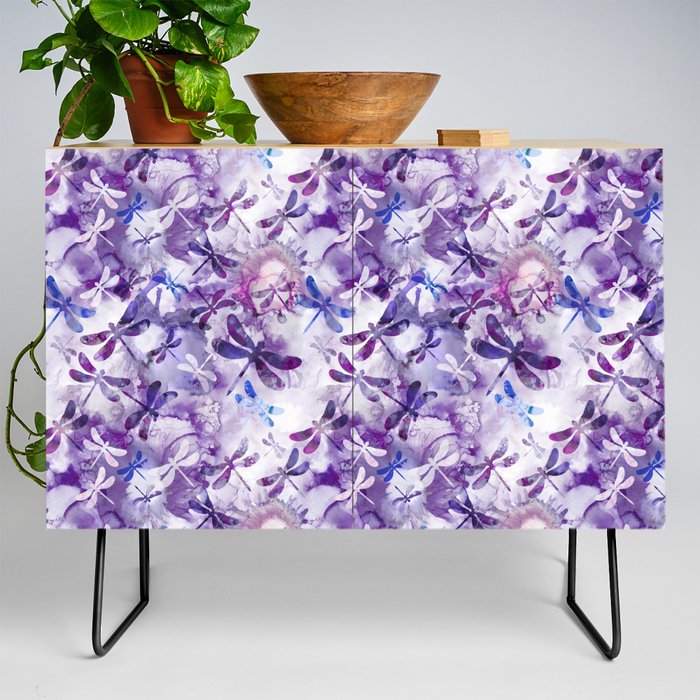 Dragonfly Lullaby in Pantone Ultraviolet Purple Credenza