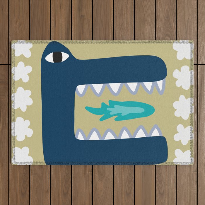 Roaring dinosaur 3 Outdoor Rug