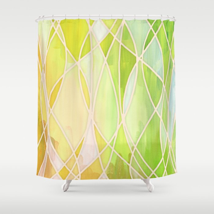 Lemon Lime Love Abstract Painting In Yellow Green Shower