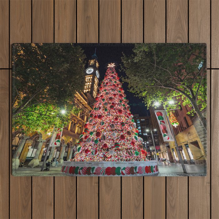 Christmas Tree, Martin Place, Sydney Outdoor Rug