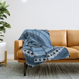 Blue Texture Mandala Throw Blanket