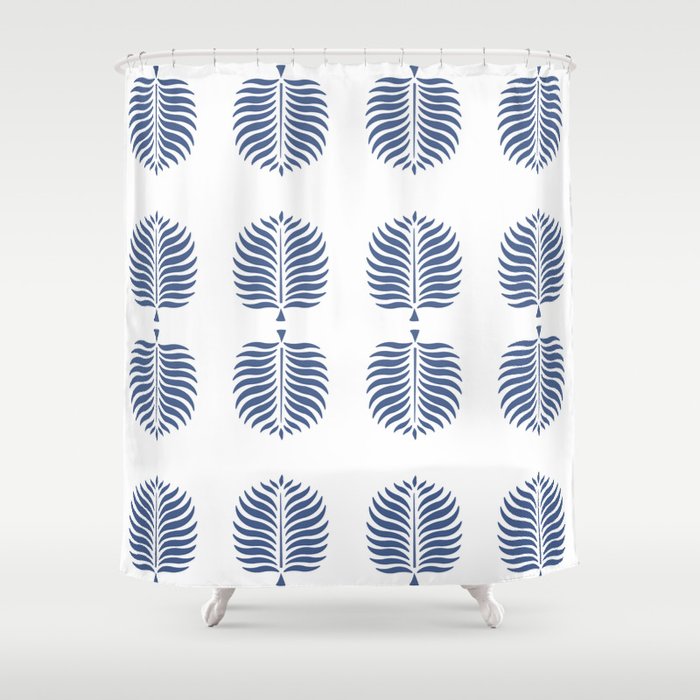 TROPICAL PALMS . WHITE CABANA BLUE Shower Curtain