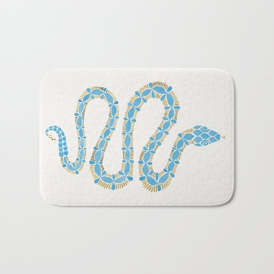 Serpent – Cornflower Blue & Gold Bath Mat