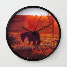 sunset horse rose tinted aesthetic wildlife art abstract nature photography Wall Clock