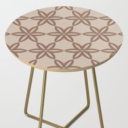 Geometric Flowers Pattern - Brown Side Table