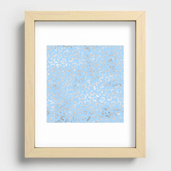 Blue Glam Leopard Print 02 Recessed Framed Print
