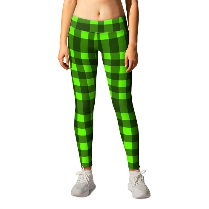 Green plaid Leggings by TEAM COLORS AND DESIGNS BY NOLA B