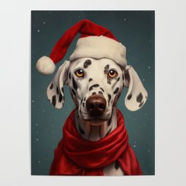 Dalmatian Santa Claus Poster