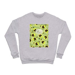 Watercolor Yellow Pansies - Floral Seamless Pattern Crewneck Sweatshirt