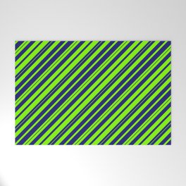 [ Thumbnail: Chartreuse & Midnight Blue Colored Striped/Lined Pattern Welcome Mat ]