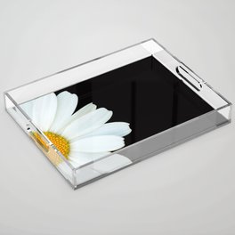 Hello Daisy - White Flower Black Background #decor #society6 #buyart Acrylic Tray