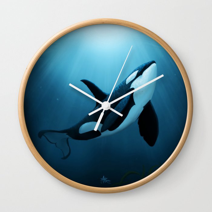 "The Dreamer" by Amber Marine ~ Orca / Killer Whale Art, (Copyright 2015) Wall Clock