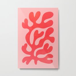 Red Salsa: Matisse Paper Cutouts 07 Metal Print | Matisse, Leaf, Shapes, Leaves, Coral, Modern, Plants, French, Colorful, Color 