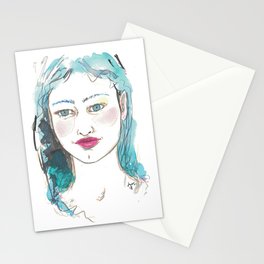 Blue hair blue eyes Stationery Cards