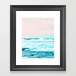 Sun. Sand. Sea, Tropical Nature Ocean, Landscape Travel Photography, Summer Pastel Blush Graphic Framed Art Print