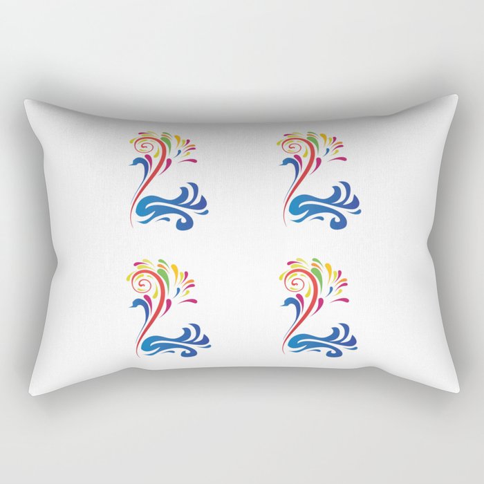 Colorful Bird Swan Nature Art Design Feathers Animal Picture Birdy Artistically Ornament Gift Idea Rectangular Pillow