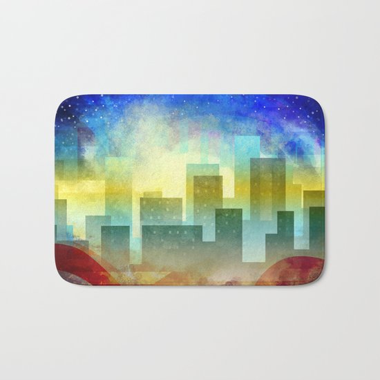 Colorful night digital illustration II. Bath Mat