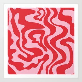 Pink and Red Retro Aesthetic Wavy Lines Art Print