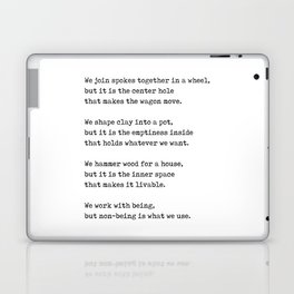 We join spokes together in a wheel - Lao Tzu Poem - Literature - Typewriter Print Laptop Skin