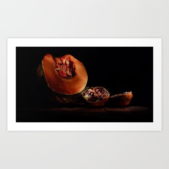 Food (pumpkin and pomegranate) Art Print