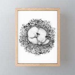 Fox Sleeping in Flowers Framed Mini Art Print