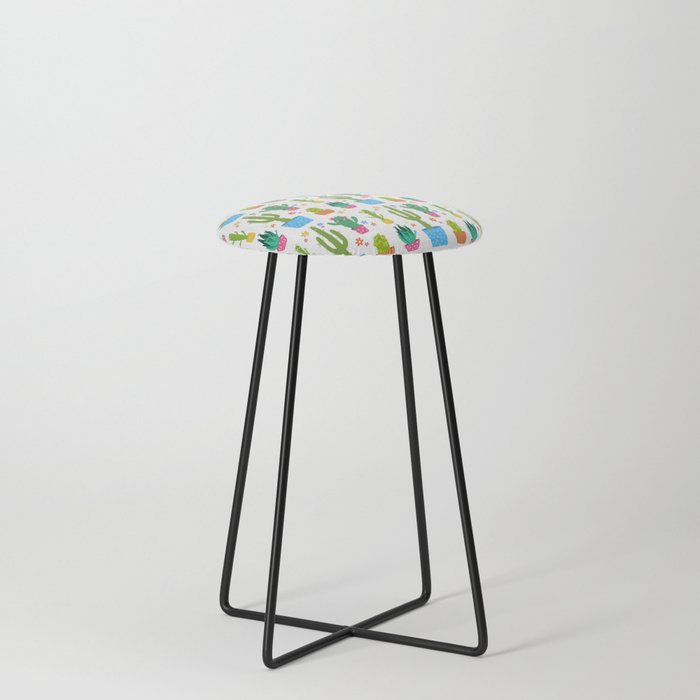 Seamless funny cactus pattern Counter Stool
