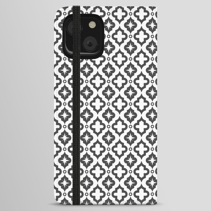 Dark Grey Ornamental Arabic Pattern iPhone Wallet Case