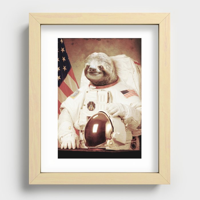 Sloth Astronaut Recessed Framed Print