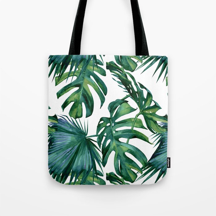 Classic Palm Leaves Tropical Jungle Green Tote Bag