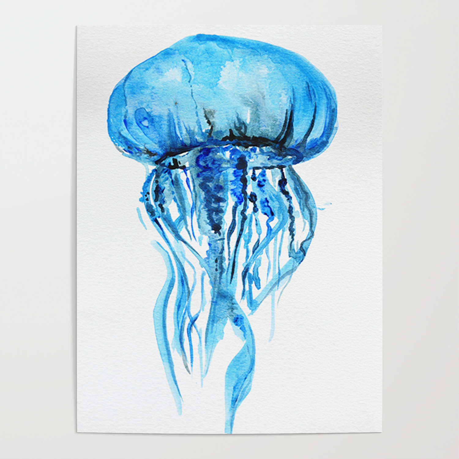 Blue Jellyfish Nautical Illustration Sea Life Poster By Myartspace Society6 Blue Jellyfish Nautical Illustration Sea Life Poster By Myartspace Society6